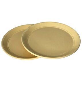 VINTAGE 80s Buttermilk Yellow Kiln Craft Tableware Ironstone Dinner Plates 2 pc